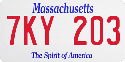 MA license plate 7KY203