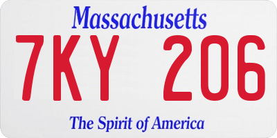 MA license plate 7KY206