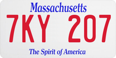 MA license plate 7KY207