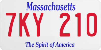 MA license plate 7KY210