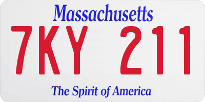MA license plate 7KY211