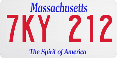 MA license plate 7KY212