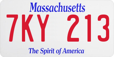 MA license plate 7KY213
