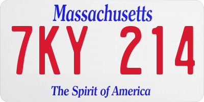 MA license plate 7KY214