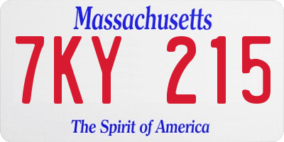 MA license plate 7KY215