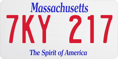 MA license plate 7KY217