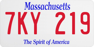 MA license plate 7KY219