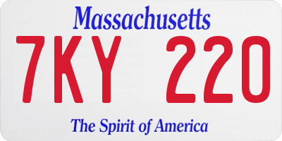 MA license plate 7KY220