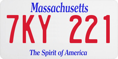 MA license plate 7KY221