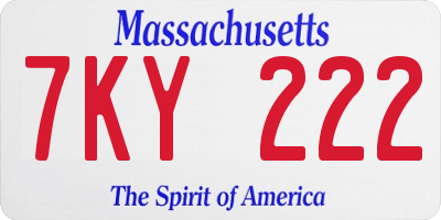 MA license plate 7KY222
