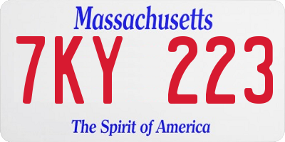 MA license plate 7KY223