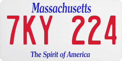 MA license plate 7KY224