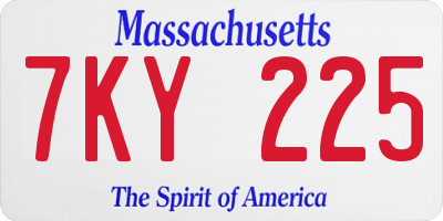MA license plate 7KY225