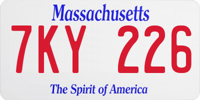 MA license plate 7KY226