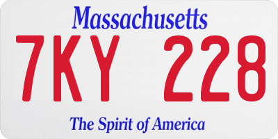 MA license plate 7KY228