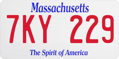 MA license plate 7KY229