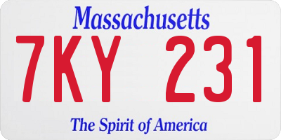 MA license plate 7KY231
