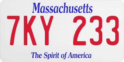 MA license plate 7KY233
