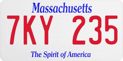 MA license plate 7KY235