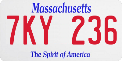 MA license plate 7KY236