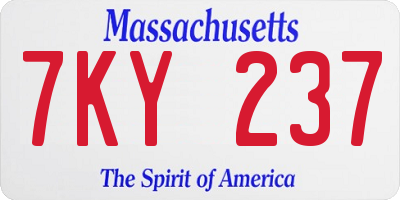 MA license plate 7KY237