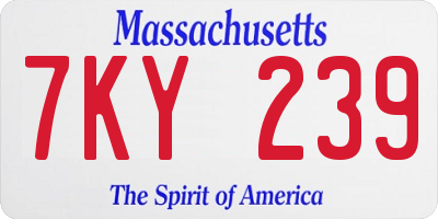 MA license plate 7KY239