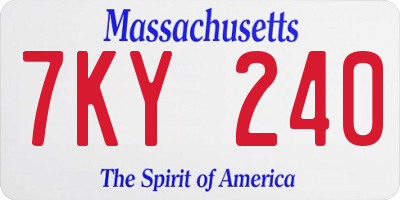 MA license plate 7KY240