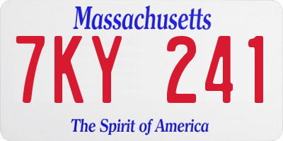 MA license plate 7KY241