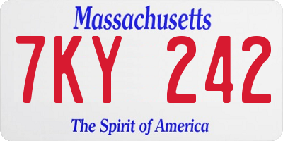 MA license plate 7KY242