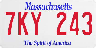 MA license plate 7KY243