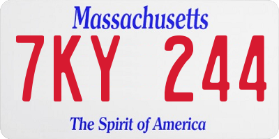 MA license plate 7KY244