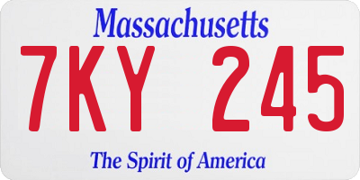 MA license plate 7KY245
