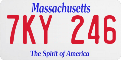 MA license plate 7KY246