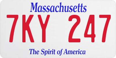 MA license plate 7KY247
