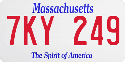 MA license plate 7KY249