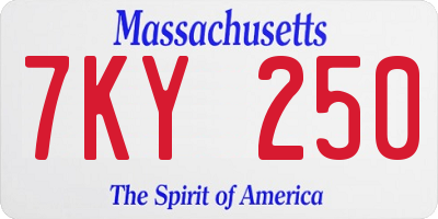 MA license plate 7KY250