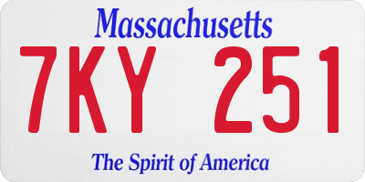 MA license plate 7KY251