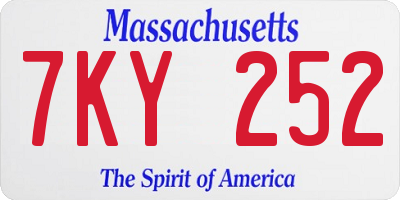 MA license plate 7KY252