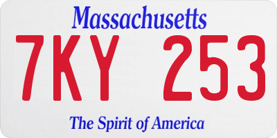 MA license plate 7KY253