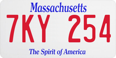 MA license plate 7KY254