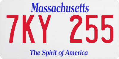 MA license plate 7KY255
