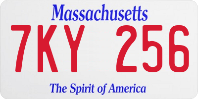 MA license plate 7KY256