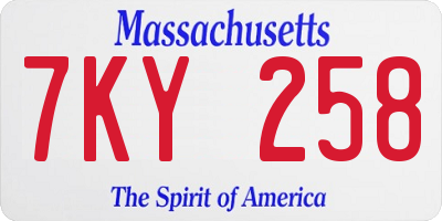 MA license plate 7KY258