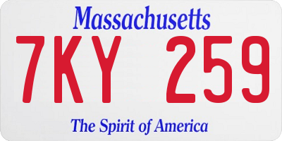 MA license plate 7KY259