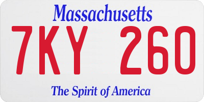 MA license plate 7KY260