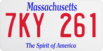 MA license plate 7KY261