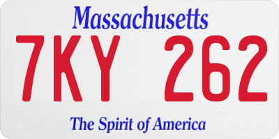 MA license plate 7KY262