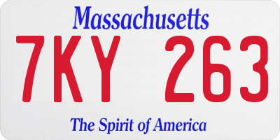 MA license plate 7KY263