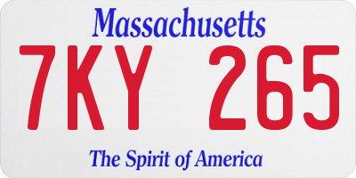MA license plate 7KY265