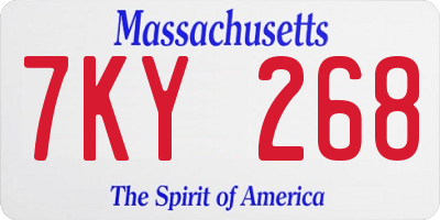 MA license plate 7KY268